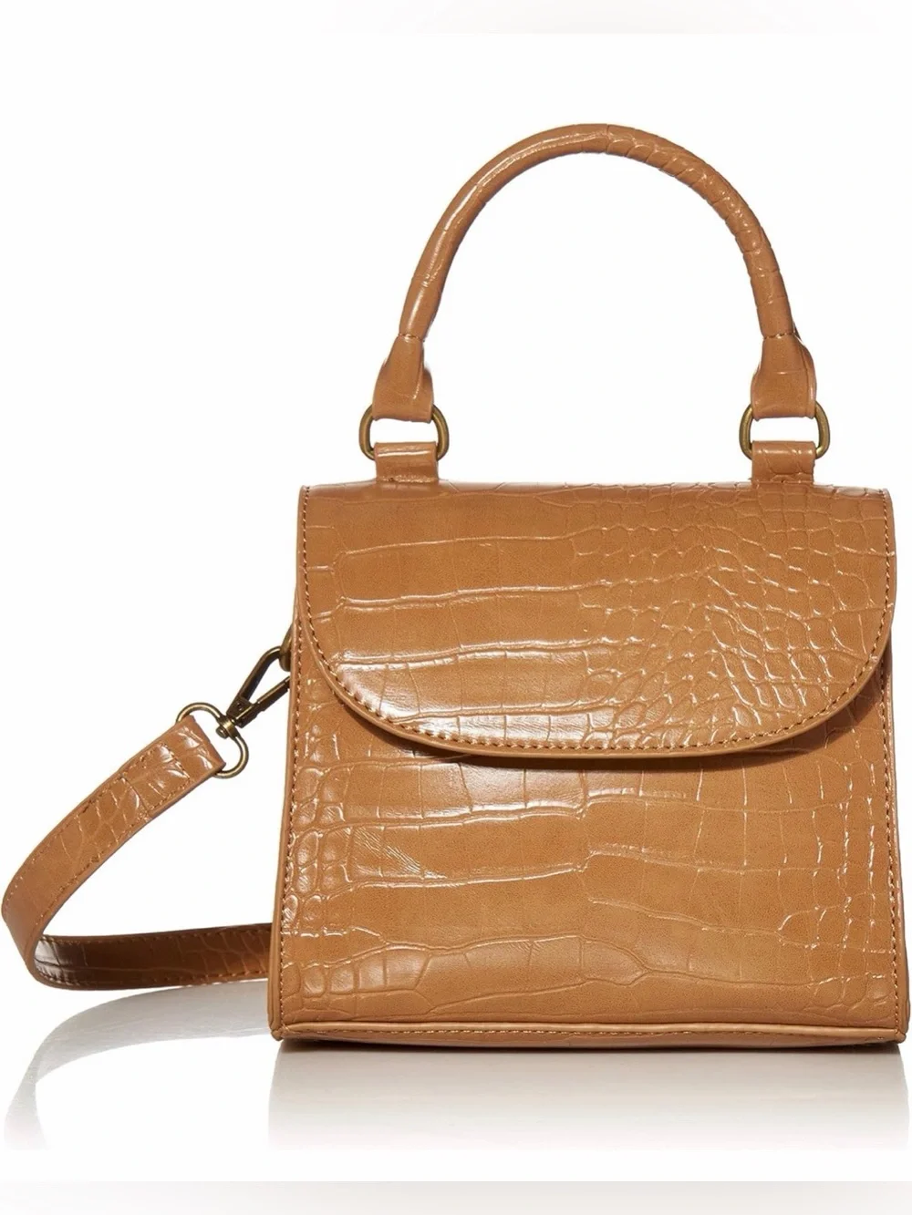 New Rare The Drop Women’s Diana Classic Croc-Embossed Top-Handle Bag in Tan